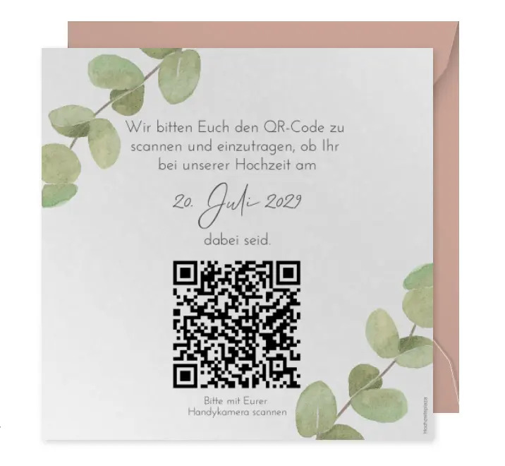 Einladung mit QR-Code zur eigenen Homepage als kreative Idee